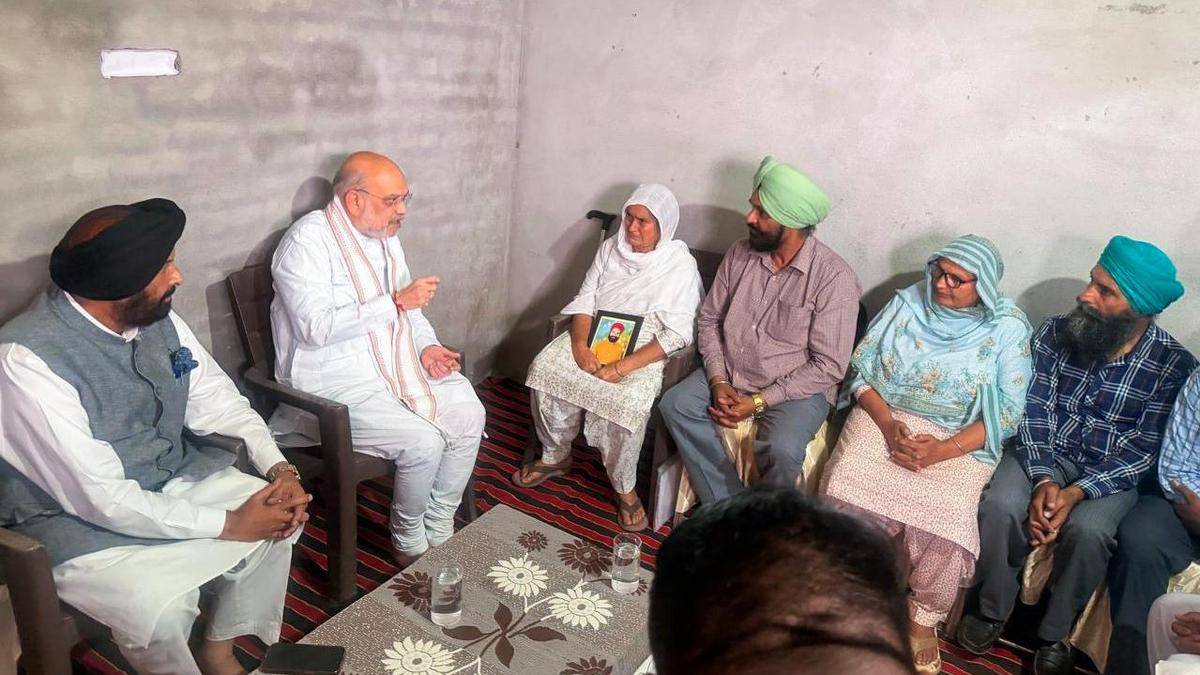 Amit Shah meets slain anti-drug activist Parvinder Singh Jhota’s family in Punjab’s Mansa