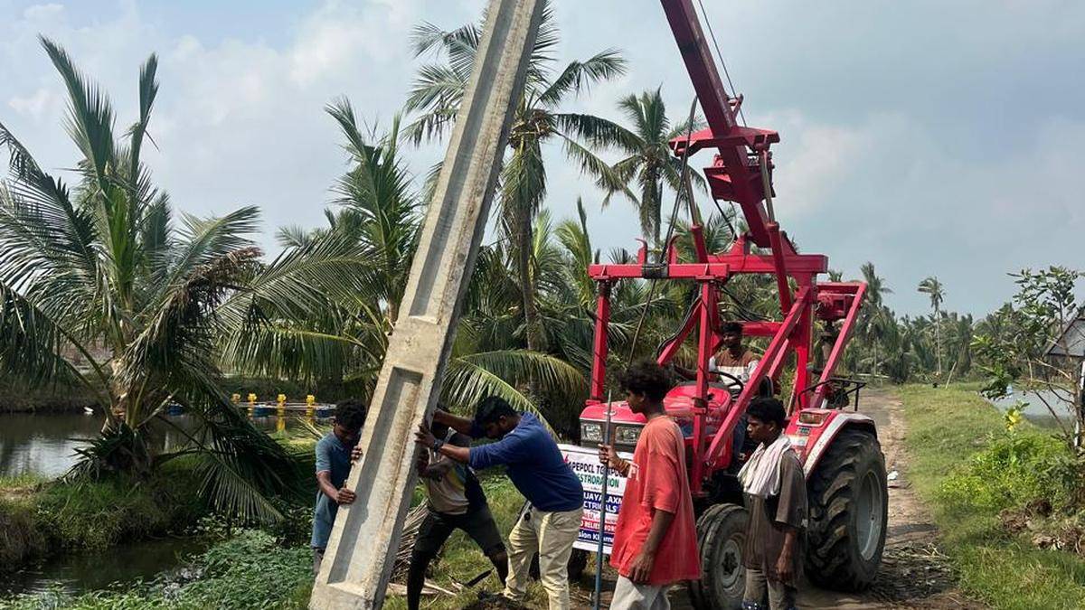 Telangana Discoms’ staff engage in power supply restoration work in Andhra Pradesh